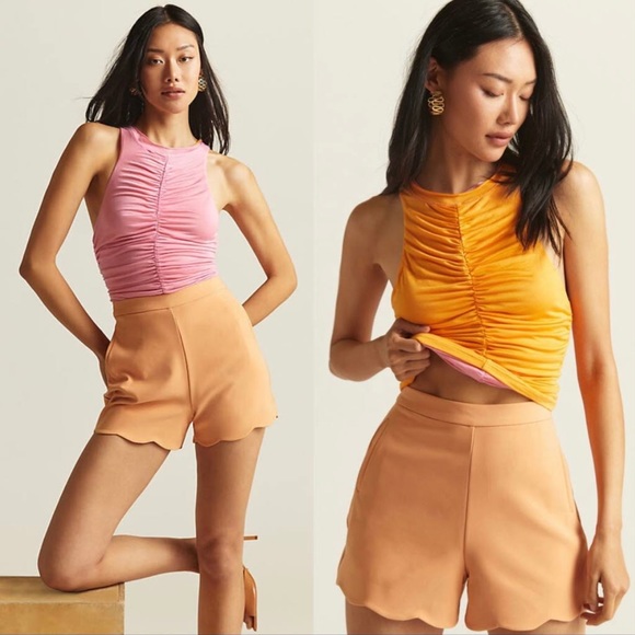 Anthropologie Tops - PILCRO for Anthropologie Reversible Ruched Sleeveless Top in Pink and Orange